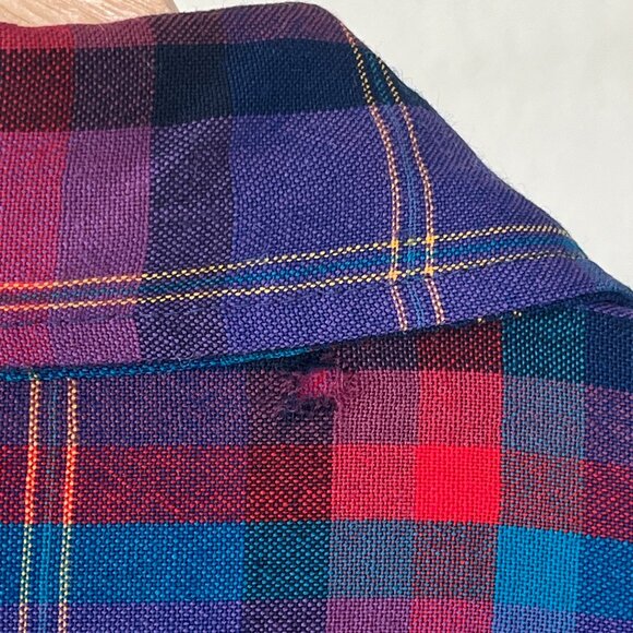 Pendleton 100% Wool Purple Plaid Flannel Button Up Vintage 90's Large - Picture 10 of 13